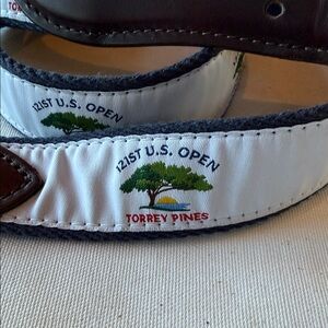 YRI 121st US Open Torrey Pines leather & canvas Men's Belt. Size 38